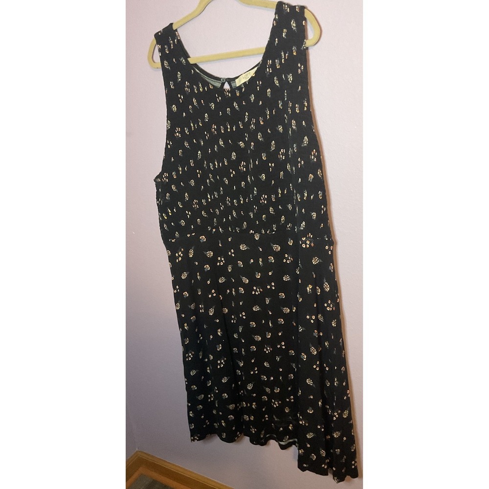 Loft Plus Black Loft Floral Midi Dress Smocked Size 24